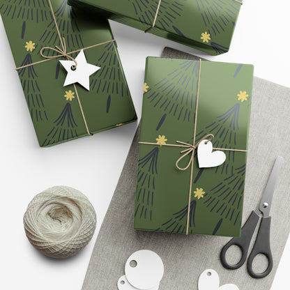 Gift Wrap Papers - star Christmas tree green