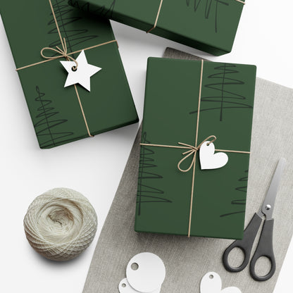 Gift Wrap Papers - Minimalistc green black tree