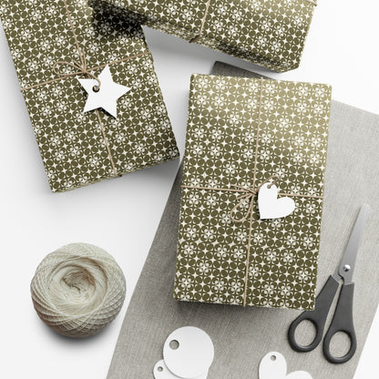 Gift Wrap Papers - white green pattern