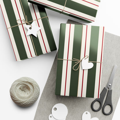 Gift Wrap Papers - red green stripes