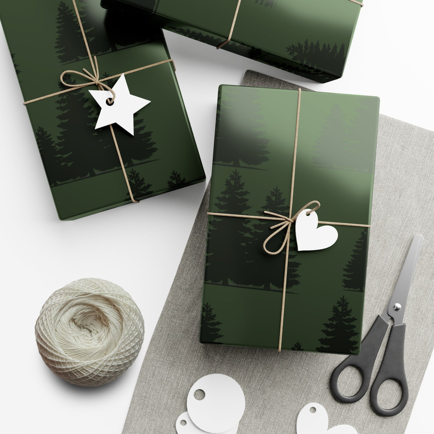 Gift Wrap Papers - bold trees green