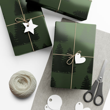 Gift Wrap Papers - bold trees green