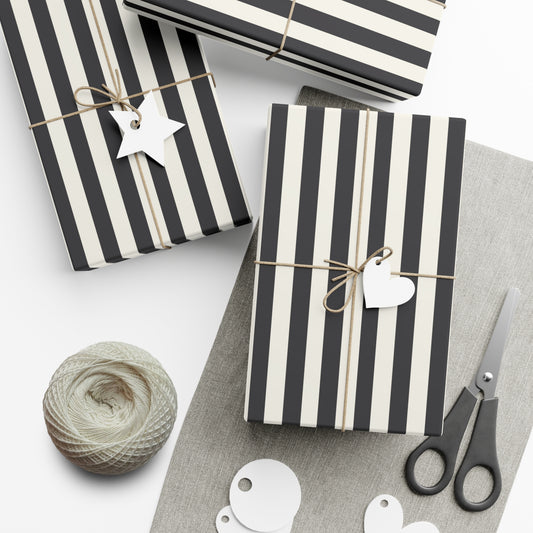 Gift Wrap Papers - black white stripes