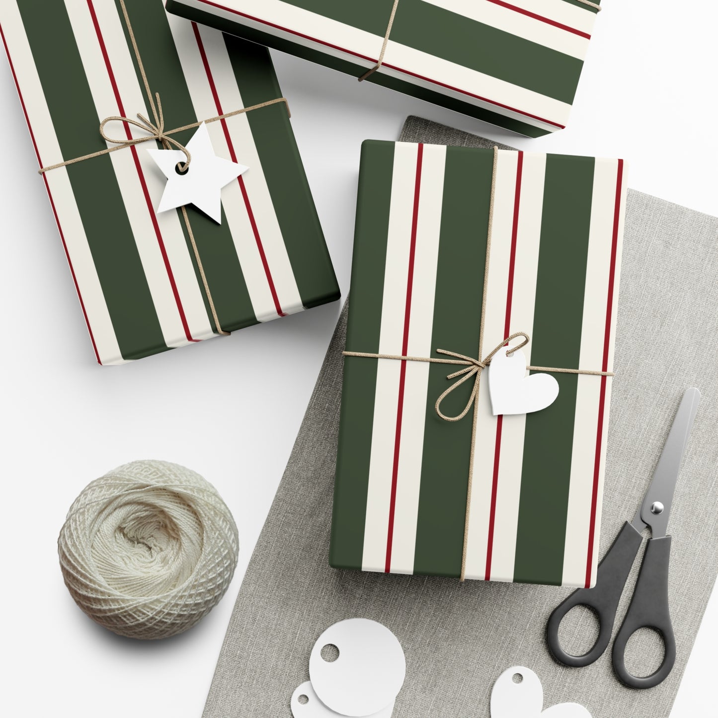 Gift Wrap Papers - red green stripes