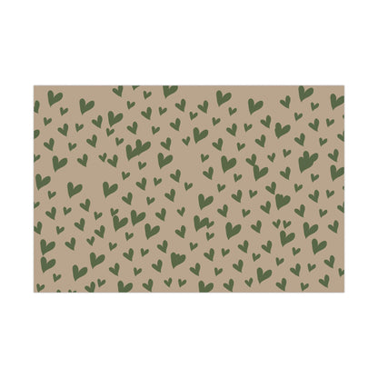 Gift Wrap Papers - beige green heart