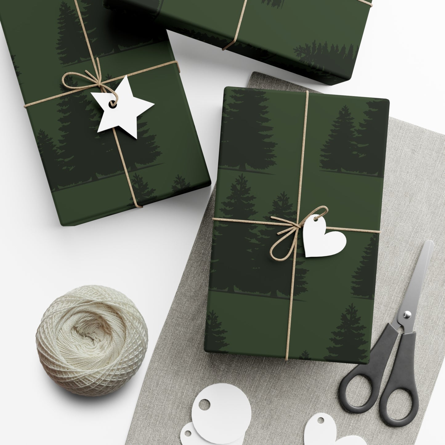 Gift Wrap Papers - bold trees green