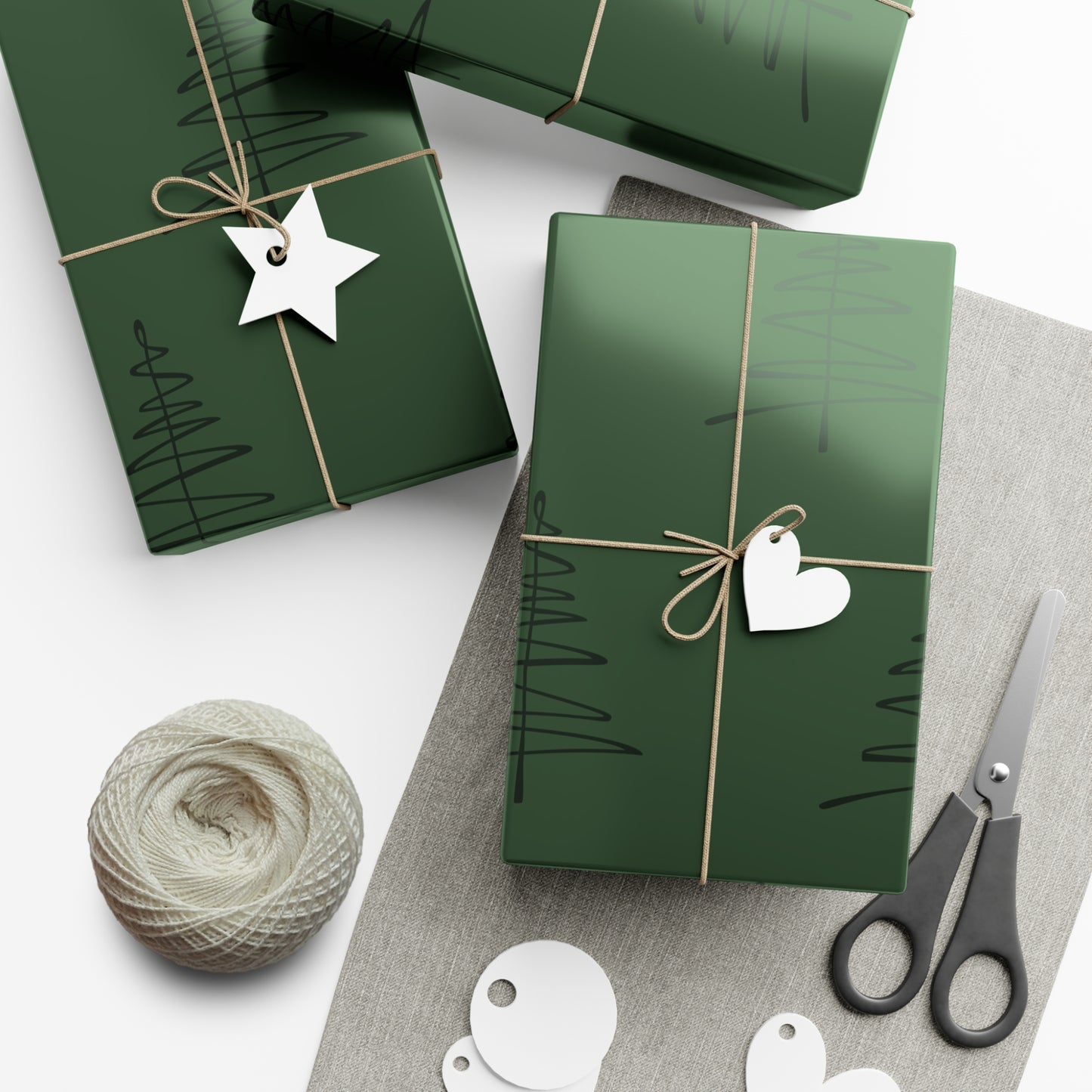 Gift Wrap Papers - Minimalistc green black tree