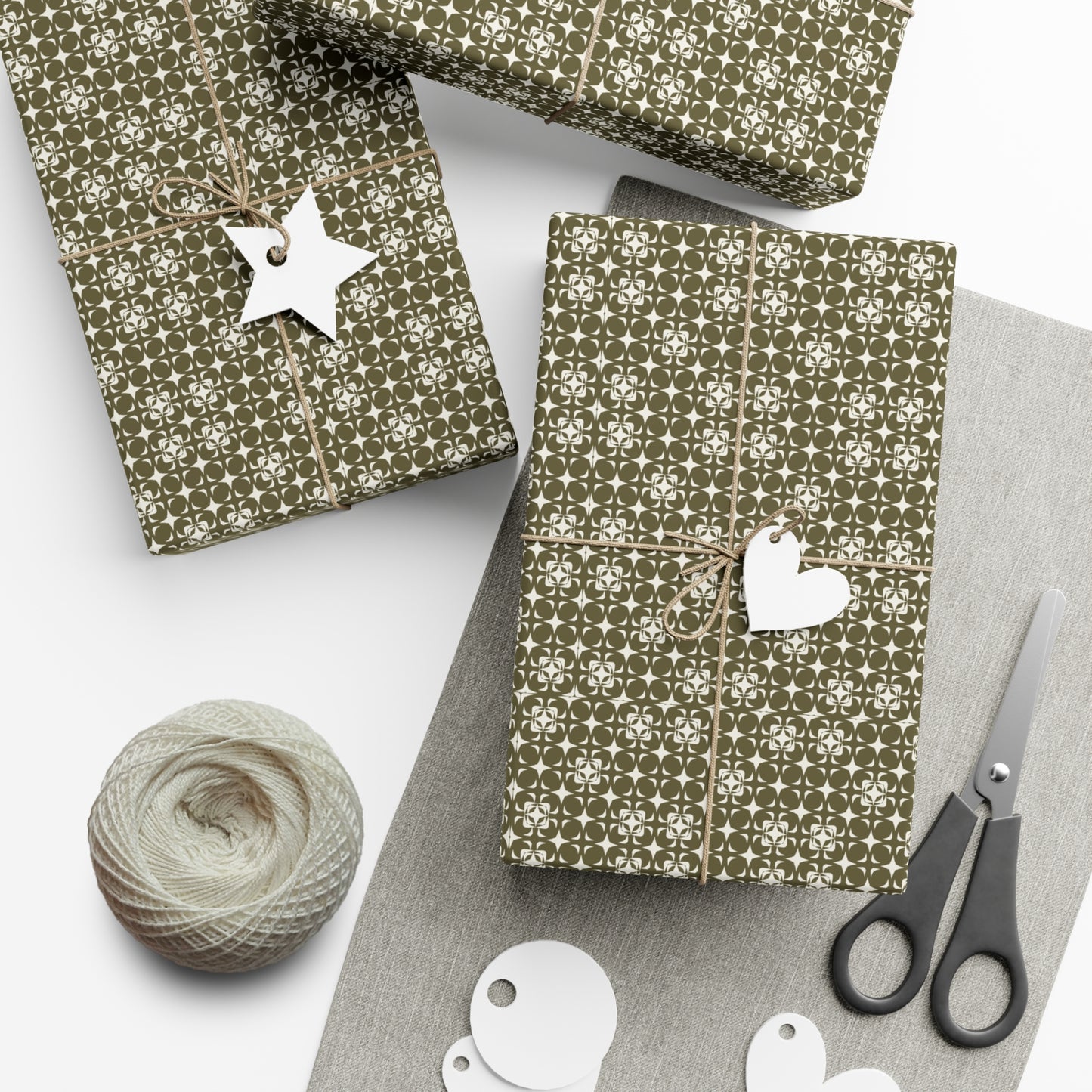 Gift Wrap Papers - white green pattern