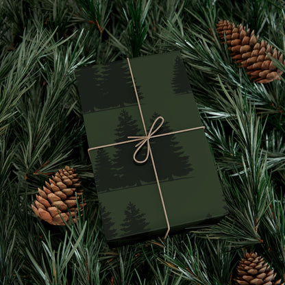 Gift Wrap Papers - bold trees green