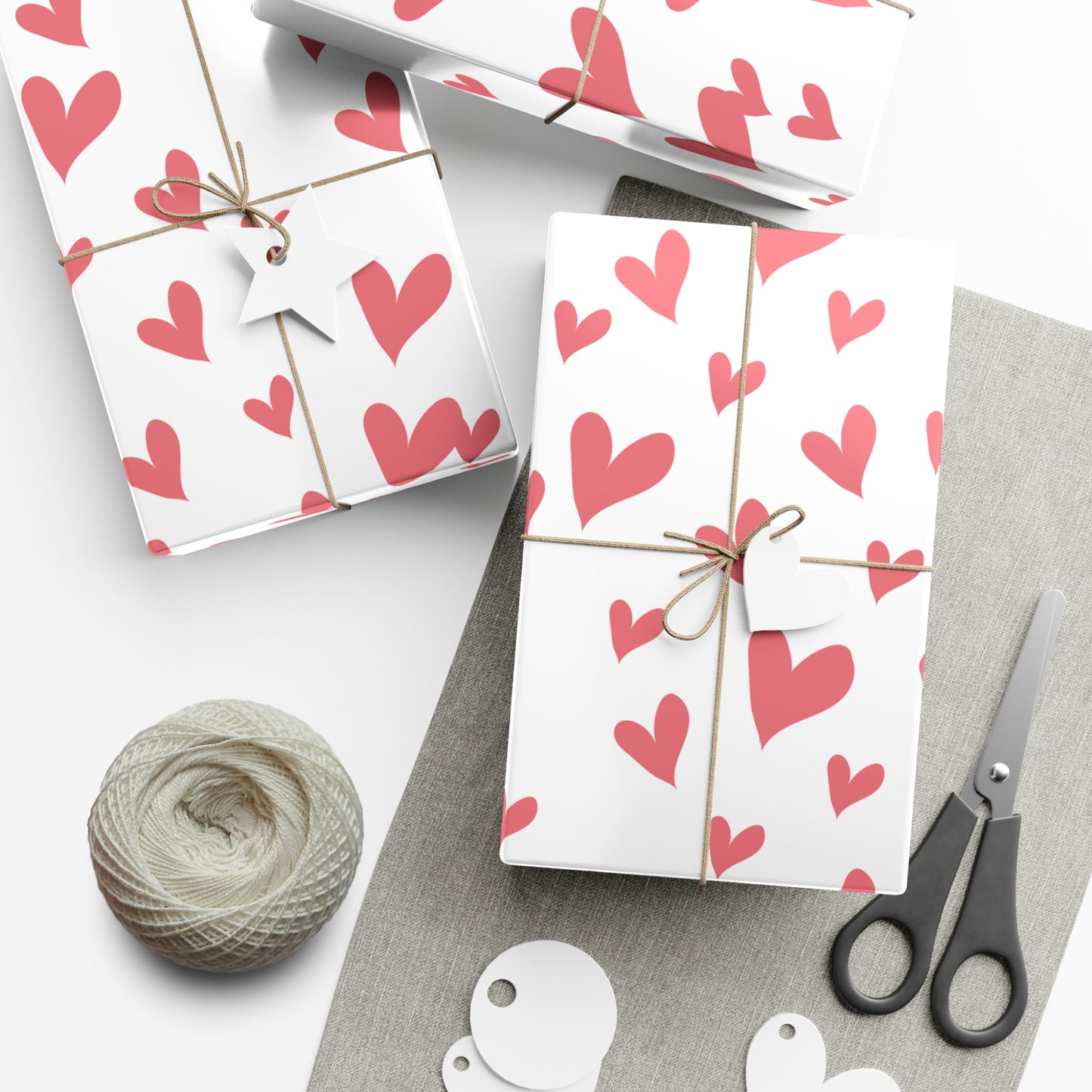 Gift Wrap Papers - pink white heart