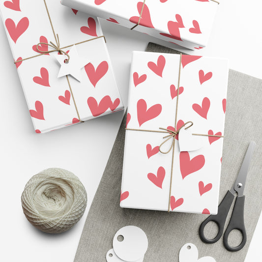 Gift Wrap Papers - pink white heart