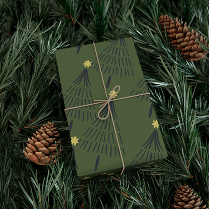 Gift Wrap Papers - star Christmas tree green