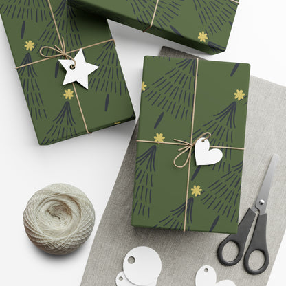 Gift Wrap Papers - star Christmas tree green