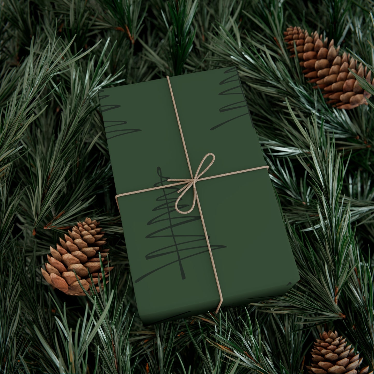 Gift Wrap Papers - Minimalistc green black tree