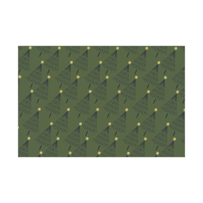 Gift Wrap Papers - star Christmas tree green