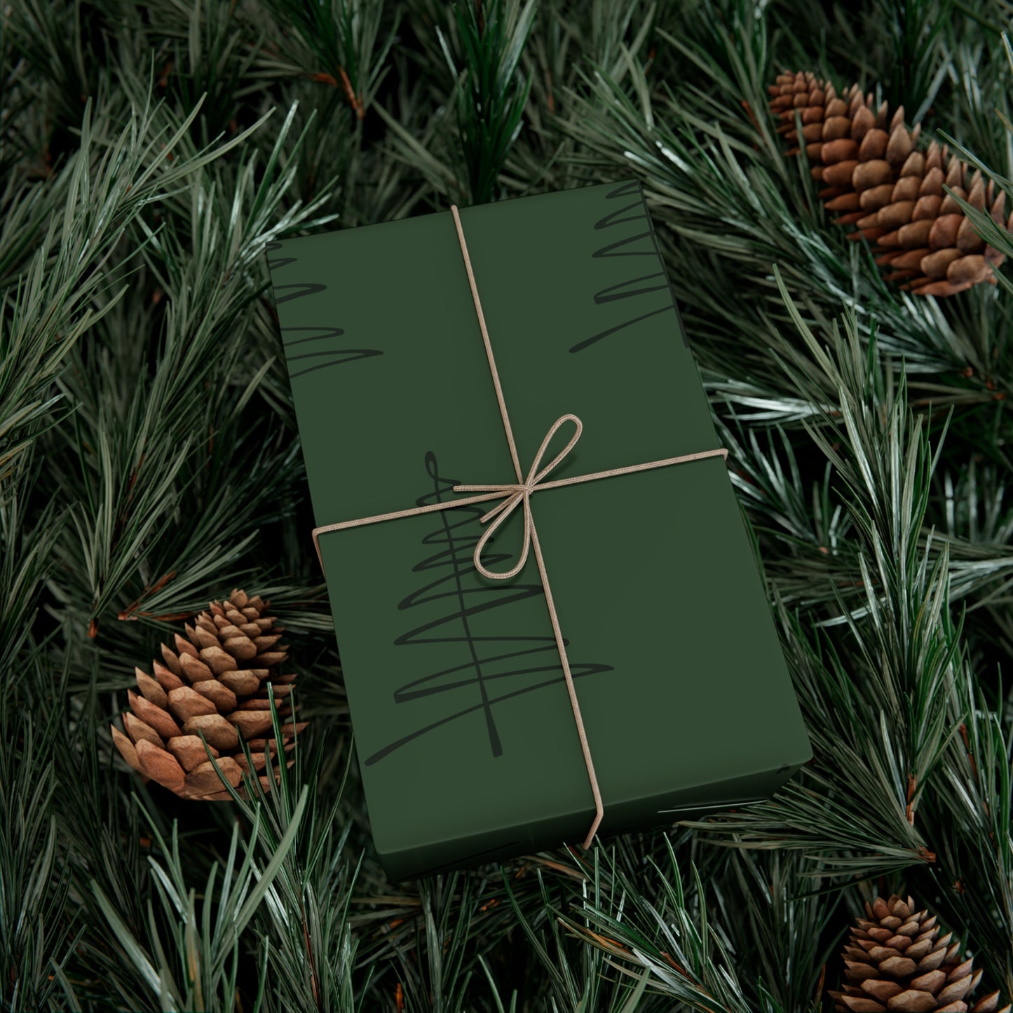 Gift Wrap Papers - Minimalistc green black tree